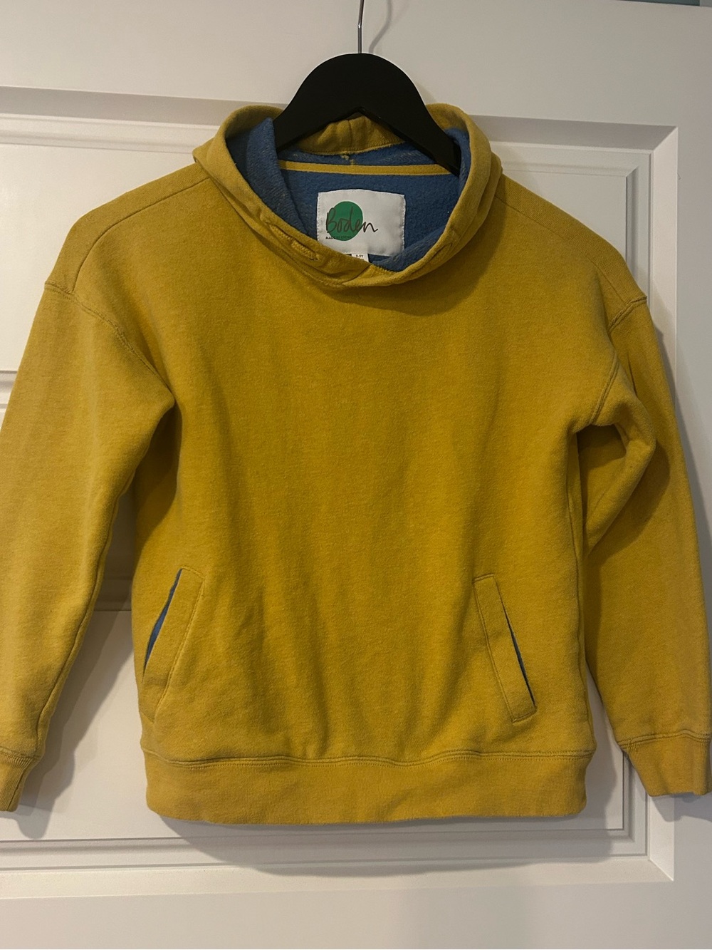Boden Yellow Funnel Neck Cotton Sweatshirt with Blue Lining